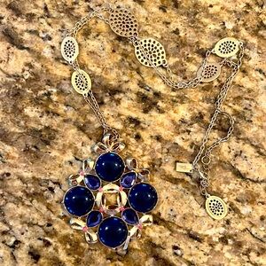 Lilly Pulitzer True Navy On The Square Necklace Jewelry Fashion Blue Medallion